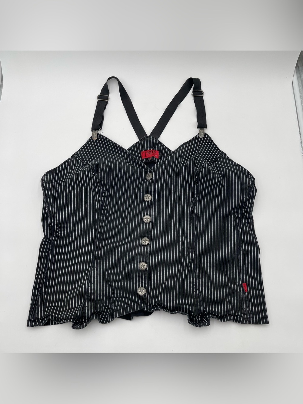 Tripp NYC Pinstripe Vest Sz 4 Plus Size Goth Emo 90s VTG Grunge Suspender Straps